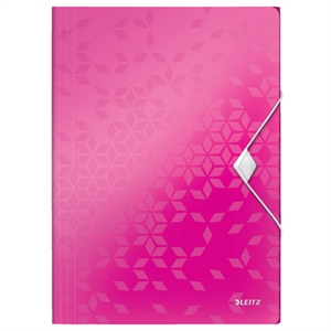 Leitz 45990023 WOW 3-klepsmap / A4 / polypropyleen / roze metallic