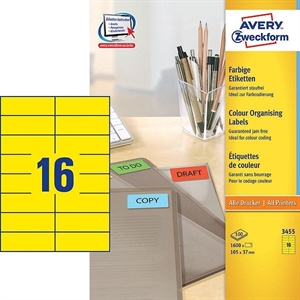 Avery Zweckform 3455 universele etiketten / geel / 105 mm x 37 mm / 1600 etiketten