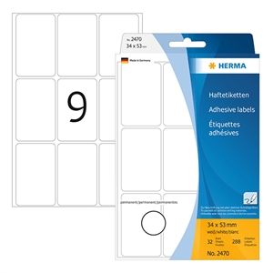 Herma 2470 multifunctionele etiketten / 34 x 53 mm / wit / 288 etiketten
