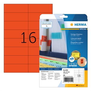 Herma 4552 etiketten / verwijderbaar / A4 / 105 x 37 mm | rood | 320 etiketten
