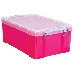 Really Useful Box opbergdoos / polypropyleen / transparant felroze / 9 liter