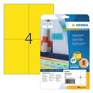 Herma 4561 etiketten / verwijderbaar / A4 / 105 x 148 mm / geel / 80 etiketten