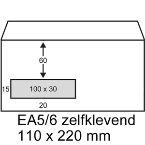 Raadhuis dienstenvelop / zelfklevend / EA5/6 / venster links / 110mm x 220mm / 25 stuks