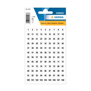 Herma 4128 1 t/m 540 etiketten / 8 mm / wit/zwart / 540 etiketten