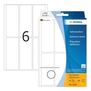 Herma 2540 multifunctionele etiketten / 32 x 82 mm / wit / 192 etiketten