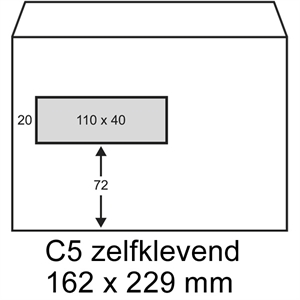 Raadhuis dienstenvelop / zelfklevend / C5 / venster links / 162mm x 229mm / 500 stuks