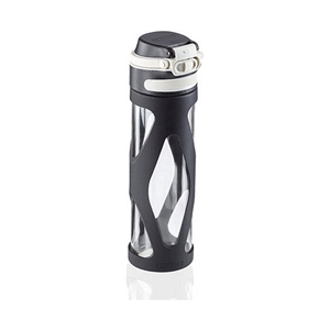 Leifheit 3254 flip glazen drinkfles / 600 ml / zwart