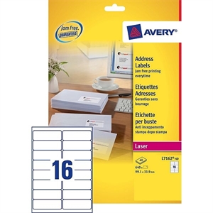 Avery Zweckform L7162-40 adresetiketten / quickpeel / 99,1 mm x 33,9 mm / 640 etiketten