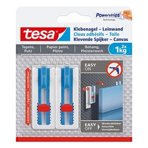 Tesa klevende spijker canvas / gevoelige oppervlakken / wit / 1 kg (per stuk) / 2 stuks