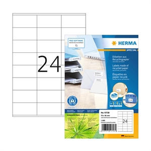 Herma 10728 gerecyclede universele etiketten / A4 / 70 x 36 mm / wit / 1920 etiketten