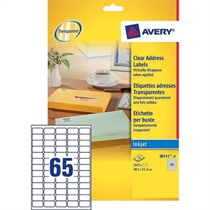 Avery Zweckform J8551-25 transparante etiketten / 38,1 mm x 21,2 mm / 1625 etiketten