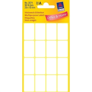 Avery Zweckform 3074 multifunctionele etiketten / wit / 29 mm x 18 mm / 96 etiketten