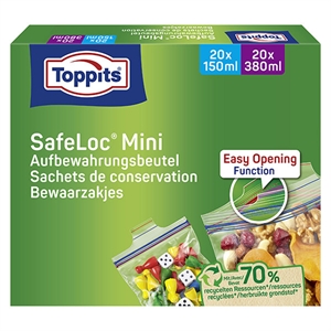 Toppits Safeloc Mini Zip-Zakjes / 150 ml + 380 ml / 20 + 20 zakjes