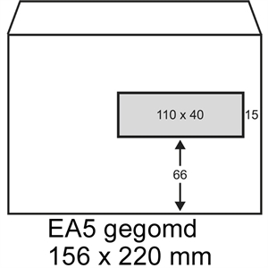 Raadhuis dienstenvelop / gegomd / EA5 / venster rechts / 156mm x 220mm / 500 stuks