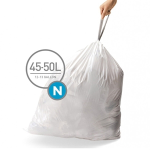 Simplehuman vuilniszakken | met trekband | code N | 45-50 liter | 20 stuks