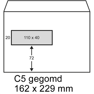 Raadhuis dienstenvelop / gegomd / C5 / venster links / 162mm x 229mm / 500 stuks