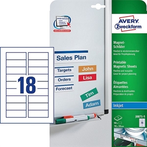 Avery Zweckform J8871-5 magneetetiketten / wit / 78 mm x 28 mm / 90 etiketten