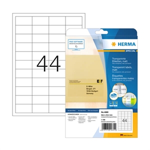 Herma 4680 matte etiketten / A4 / 48,3 x 25,4 mm / transparant / 1100 etiketten