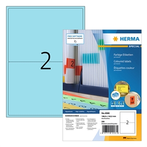 Herma 4568 permanent hechtende etiketten / A4 / 199,6 x 143,5 mm / blauw / 200 etiketten