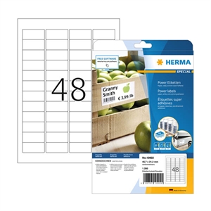 Herma Power 10902 etiketten | extra sterk | 45,7 x 21,2 mm | wit | 1200 etiketten