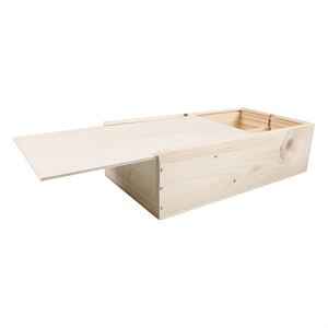 Schuifkist met deksel / 2 flessen / hout / 360 x 196 x 96 mm / 5 stuks