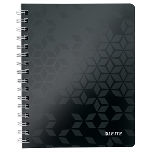 Leitz 4641 WOW collegeblok / A5 / polypropyleen / zwart / geruit / 2-gaats / 80 vel