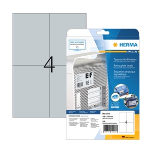 Herma 4216 typeplaatje etiketten / A4 / 105 x 148 mm / zilver / 100 etiketten