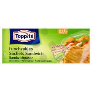 Toppits hersluitbare boterhamzakjes | 1 liter | 50 stuks