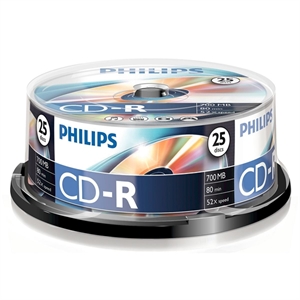 Philips CD-R / 80 min / cakebox / 25 stuks