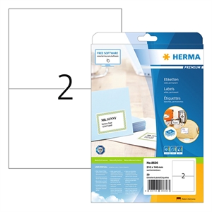 Herma Premium 8636 permanent hechtende etiketten / A4 / 210 x 148 mm / wit / 20 etiketten