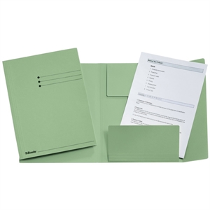 Esselte 3-klepsmap met lijnbedrukking / folio / dossierkarton / groen / tot 200 bladen / 50 stuks