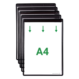 Djois informatiekader / A4 / zwart / magnetisch / 5 stuks