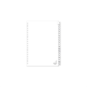 Kangaro witte kartonnen indexen met A-Z tabs / A4 / karton / wit / 20 tabs / 23-gaats