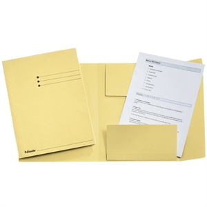 Esselte 3-klepsmap met lijnbedrukking / folio / dossierkarton / geel / tot 200 bladen / 50 stuks