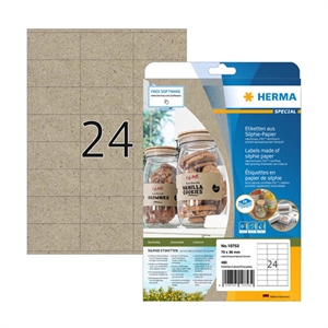 Herma 10753 gerecyclede universele etiketten / A4 / 70 x 36 mm / natuurlijk bruin / 480 etiketten