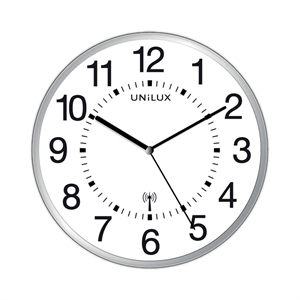 Unilux radiogestuurde wandklok | kunststof | zilver & zwart | 30 cm