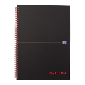 Oxford 400047609 Black ’n Red spiraalblok / A4 / geruit / karton / 70 vel