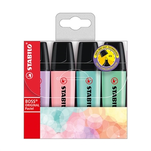Stabilo BOSS markeerstiften | pastel / lichte kleuren / 4 kleuren