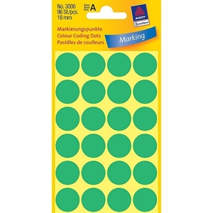 Avery zweckform 3006 markeringspunten / 18 mm / groen / 96 etiketten