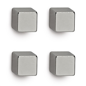 Maul glasmagneet / neodymium / nikkel / kubus / 10 x 10 x 10 mm / 4 stuks