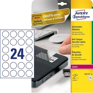 Avery Zweckform L6112-20 anti-fraude etiketten / 40 mm / 480 etiketten