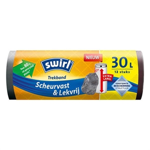Swirl vuilniszakken met trekband / Scheurvast & Lekvrij / 30 liter / 12 stuks