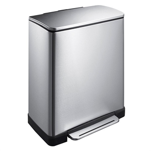 EKO Recycle E-Cube duo pedaalemmer / mat RVS / 28 + 18 liter
