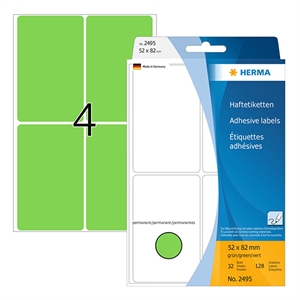 Herma 2495 multifunctionele etiketten / 52 x 82 mm / groen / 128 etiketten
