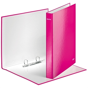 Leitz 4241 WOW ringband / A4 / karton / 2 D-ringen / roze metallic / 40mm