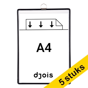 Djois informatiekader / A4 / zwart / met dichte haak / 5 stuks