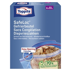 Toppits diepvrieszakken met zip-sluiting / 8 liter / 6 stuks