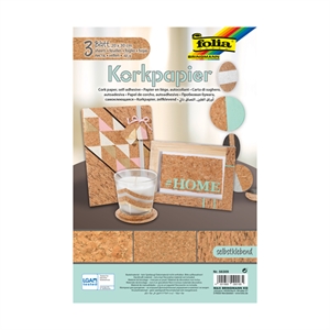 Folia zelfklevend kurkpapier / kurk / 3 vel