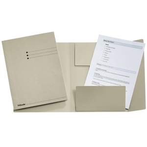 Esselte 1032307 3-klepsmap met lijnbedrukking / folio / dossierkarton / grijs / tot 200 bladen / 50 stuks