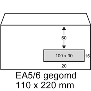 Raadhuis dienstenvelop / gegomd / EA5/6 / venster rechts / 110 mm x 220 mm / 500 stuks